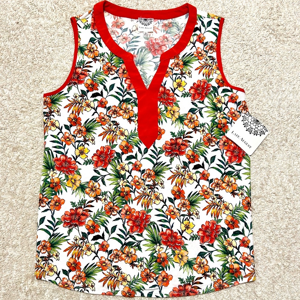 Floral Summer Tank. Med (runs big). NWT